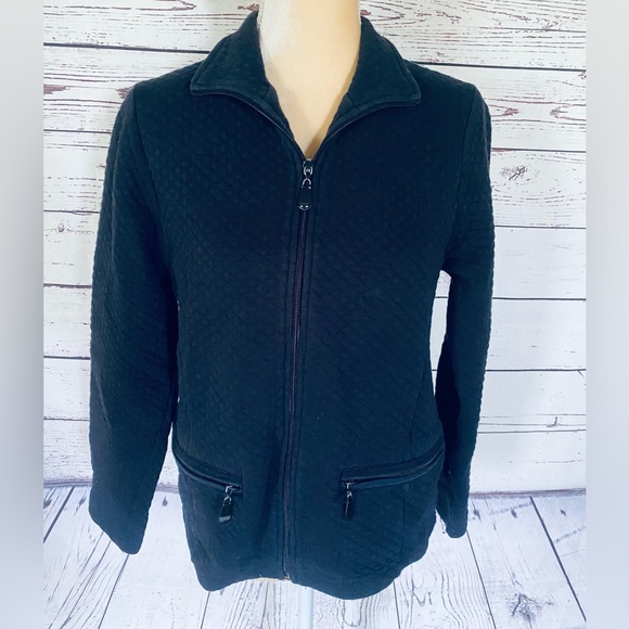 Women’s Small Sweater Cardigan Rafaella Quilt Texture Knit Zip Medium Weight - Picture 2 of 10